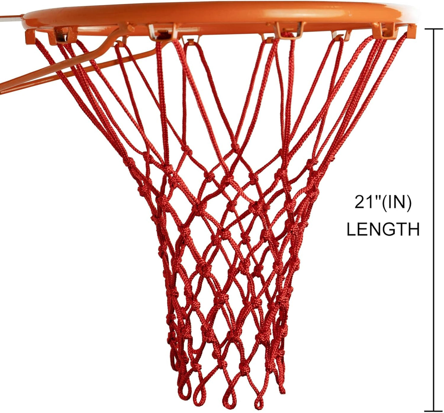 Sanung Basketball Net Replacement - Heavy Duty Anti-Whip Design | 12 Loops, Red, Standard Size for Indoor/Outdoor Use