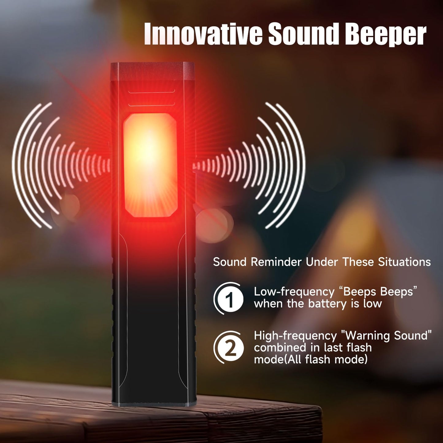 Annteneo Rechargeable EDC Flashlight with Sound Beeper, Portable Flat Pocket Flashlights, Small Magnetic Flashlight, 7 Mode Side Light Clip On Handheld Flashlight for Outdoor Home Working, Black