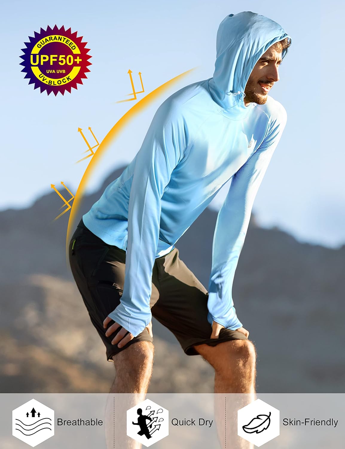 Roadbox Sun Protection Hoodie - UPF 50+ Long Sleeve Outdoor Shirt for Fishing & Hiking | Quick Dry