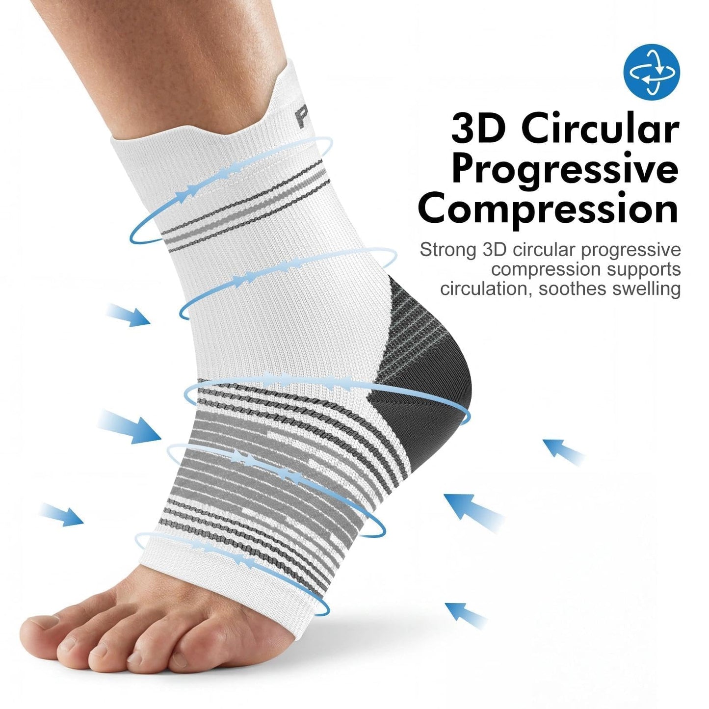 6 Pairs Plantar Fasciitis Socks for Men & Women, Ankle Brace Compression Socks with Arch Support for Achilles Tendonitis, Heel Pain, Swelling & Arthritis Relief, White, Small