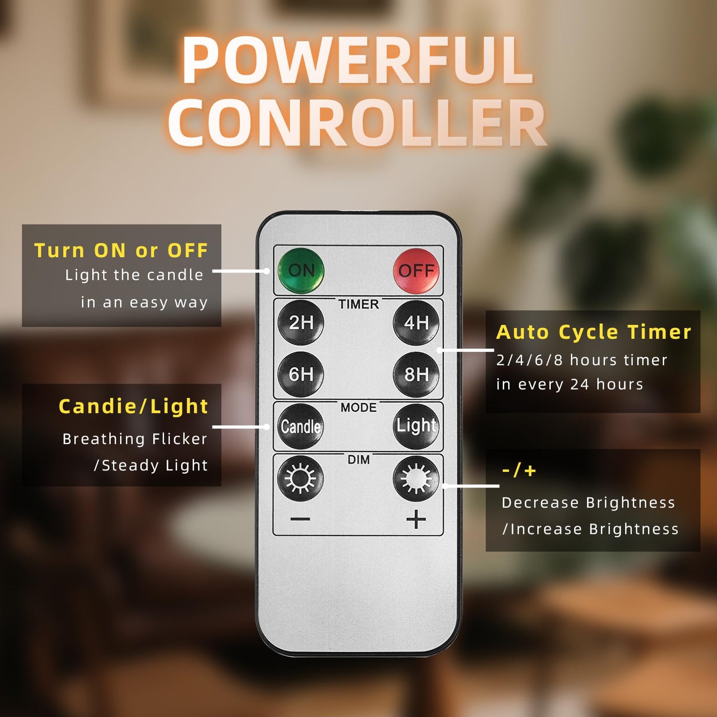 SUNGEGE Flameless LED Candle with Remote, 4x6 Inch Plastic Pillar Candle, Battery Powered, Flickering Flame with Timer & Dimming, Ivory – Safe, Realistic Home or Event Decor