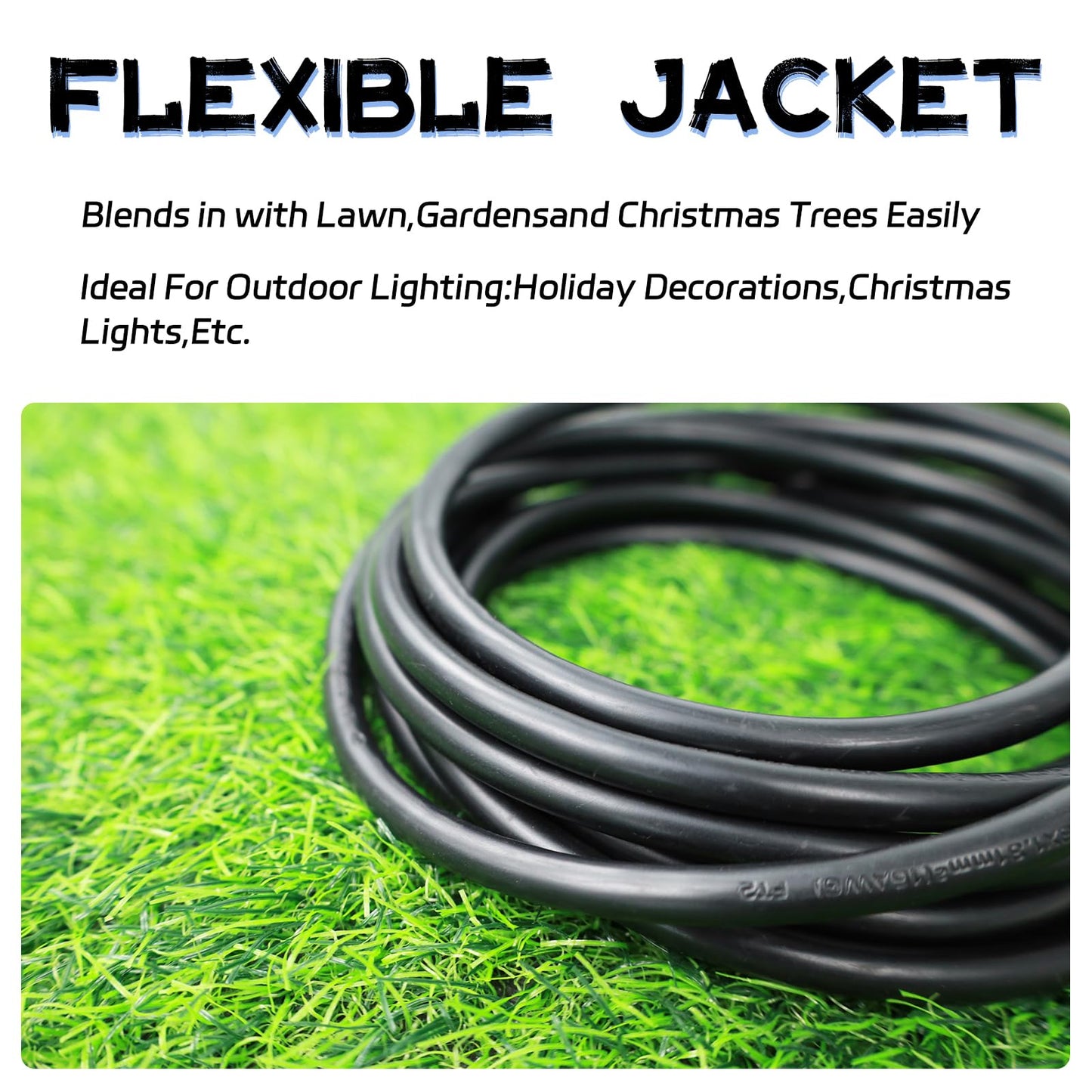 HeyYance Heavy Duty Outdoor Extension Cord Waterproof - 15 Ft Extension Cords with 3 Prong Grounded Plug, 16/3 SJTW 13A 1625W Black Extension Cable for Lawn, Garden, Appliances, Lights