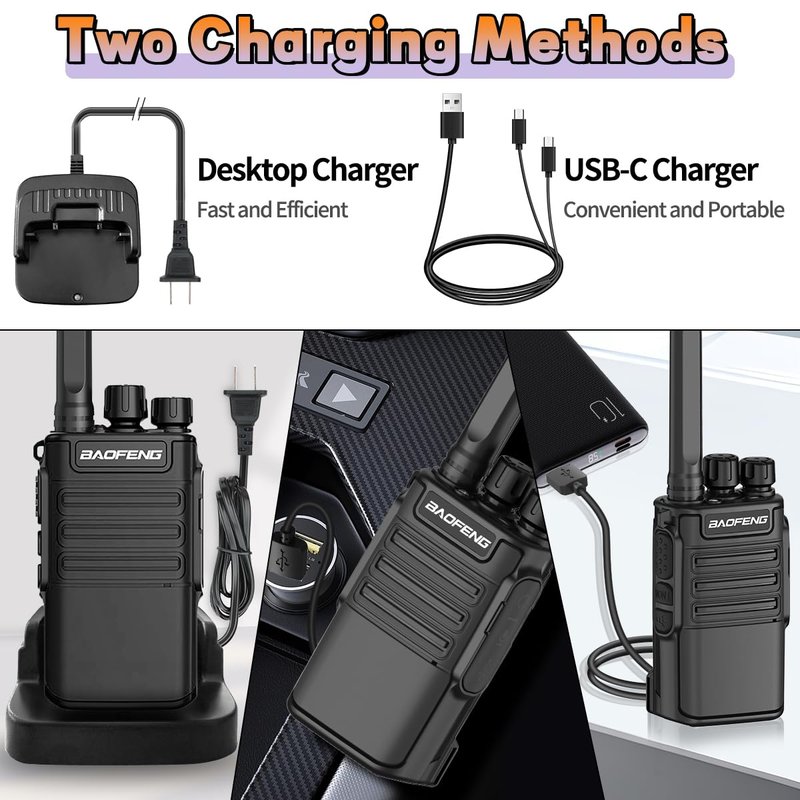 Rechargeable Walkie Talkies Long Range for Adults,FRS Radio Waki Taki Baofeng Radios Walkie-Talkie Two Way Radio USB-C 1500mAh Battery Flashlight VOX for Hiking Camping Trip Cruise (2 Pack)