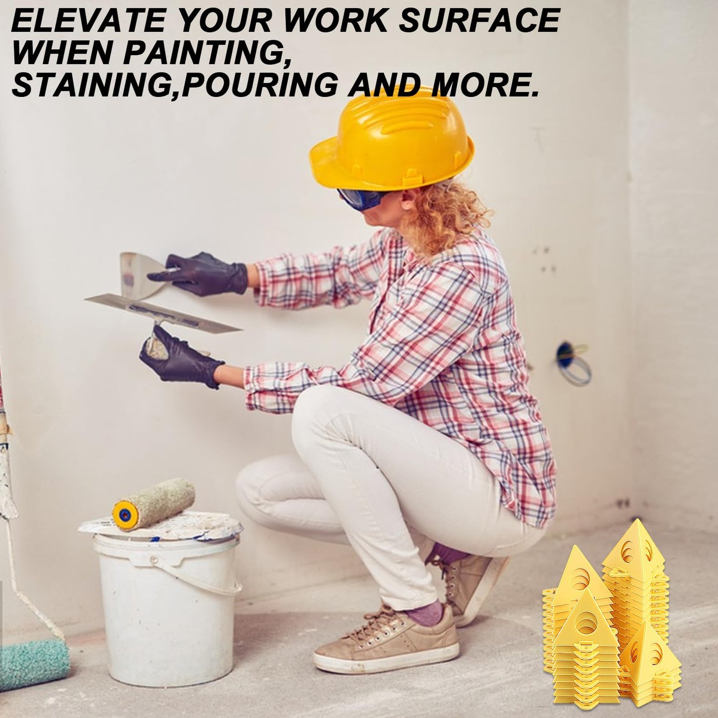 Painters Pyramids Stands, 50pcs Painters Pyramids, Painter's Painting Stands Pyramids, Mini Triangle Cone Paint Stands Tripods for Door Risers Support, Painter Elevated, Cabinet Pouring Accessories