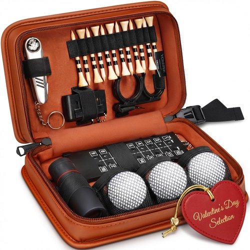 YOREPEK Golf Accessories Kit for Men, Golf Stuff Set with Leather Case, Golf Balls, Golf Tees, Multifunctional Divot Knife, Monocular, Scorer, Golf Gifts for Men Women Golfers