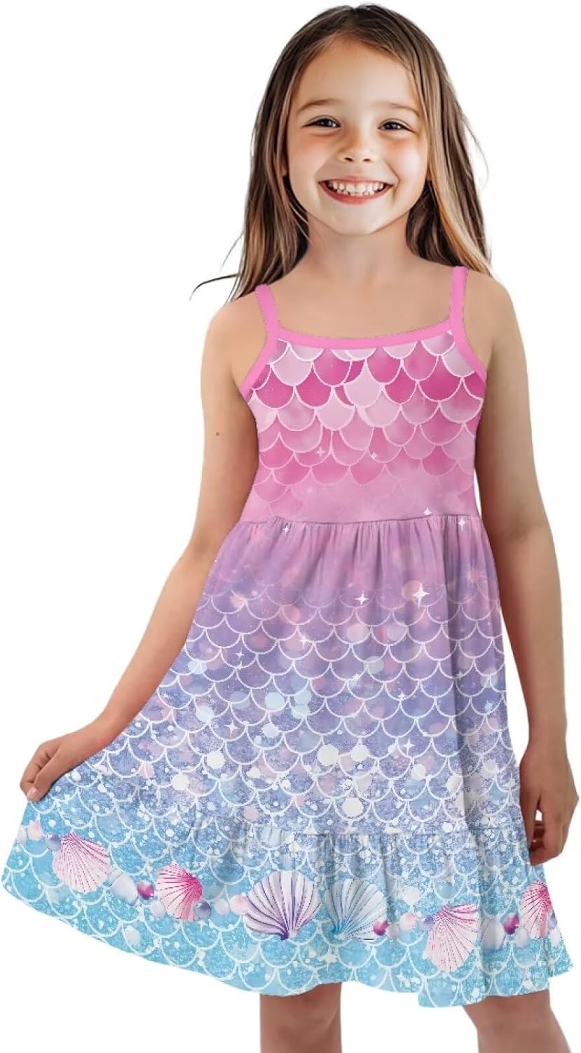 Youngerbaby Spaghetti Strap Midi Dress - Stylish Back to School Sundress for Toddler Girls 3-14T