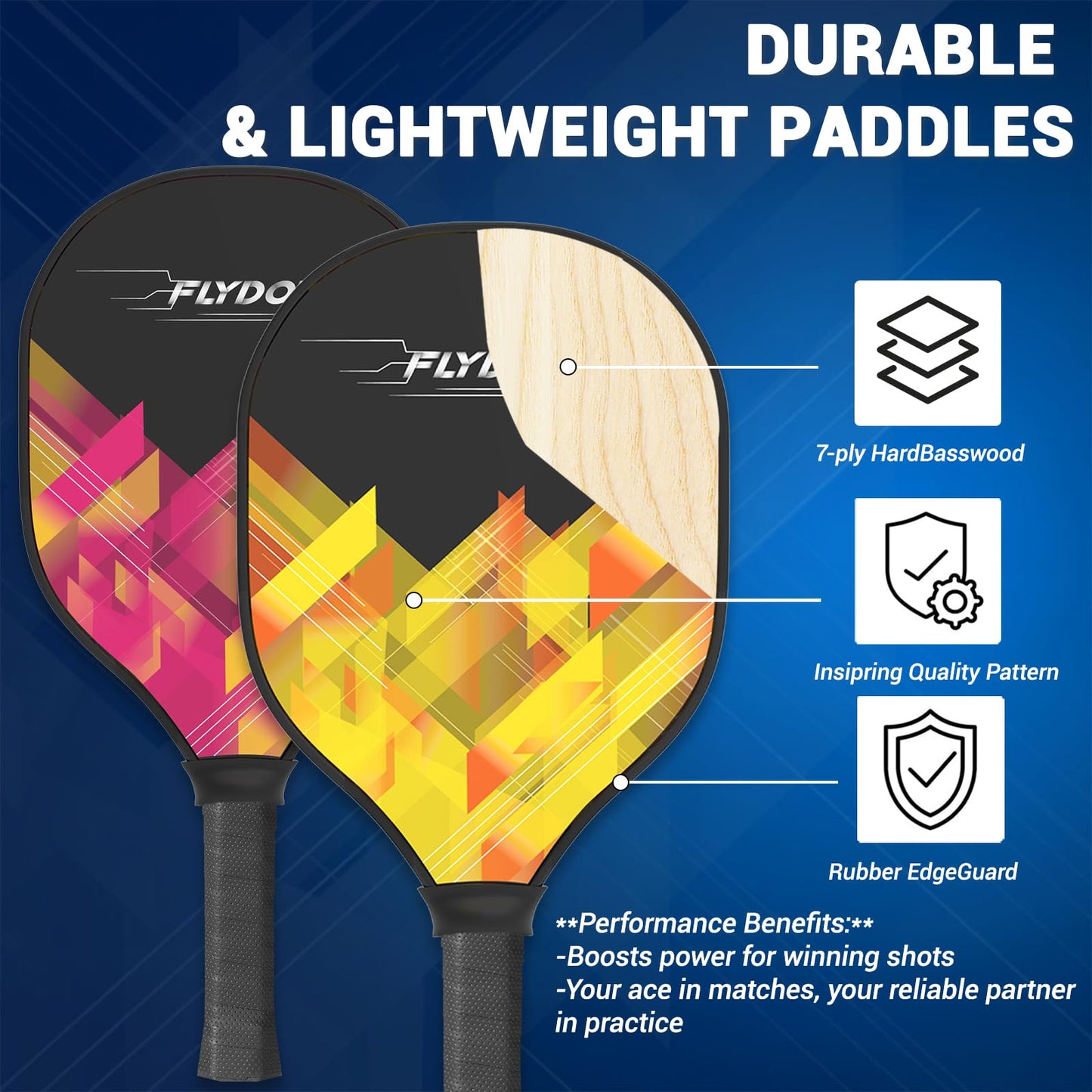 Pickleball Paddles Set of 4,USAPA Approved,4 Indoor&Outdoor Balls, Carrying Bag, 4 Cooling Towels,4 Pack Paddles,Pickleball Paddles,Gifts for Beginner&Pro