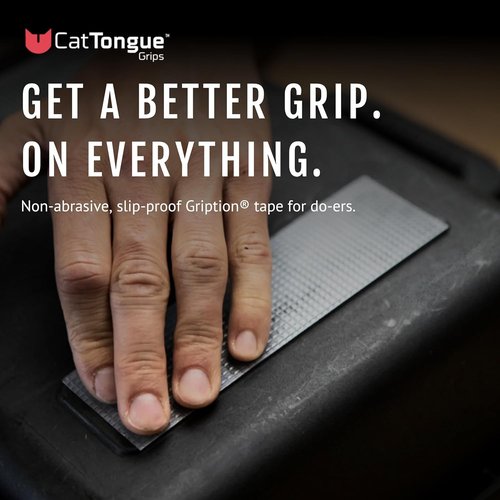 CATTONGUE GRIPS Non-Abrasive Grip Tape Roll - Heavy-Duty 2” Waterproof Anti-Slip Tape for Indoor & Outdoor Use (Clear, 10ft)