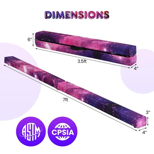 GYMAX 7/8/9 FT Folding Balance Beam, Portable Foam Gymnastic Beam w/Solid Wood Base, Carry Handle & Anti-Slip Bottom for Kids Teens Floor Home Gym