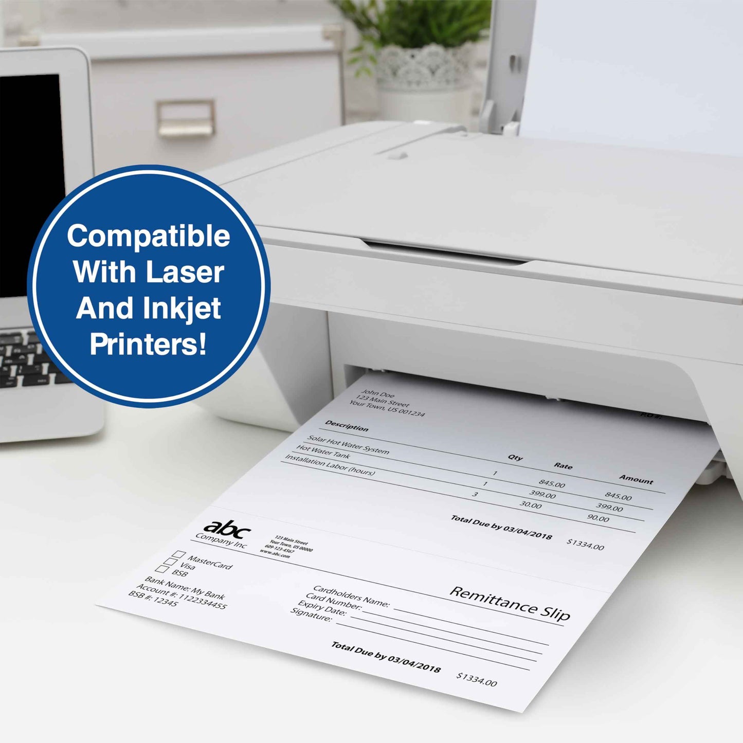 PrintWorks Professional 3" Horizontal Perforated Paper 8.5” x 11” - Perfect For W-2, 1099, & Statement Use - Made in the USA - 500 Sheets - 20 lb - Printer Compatible - White (04167)