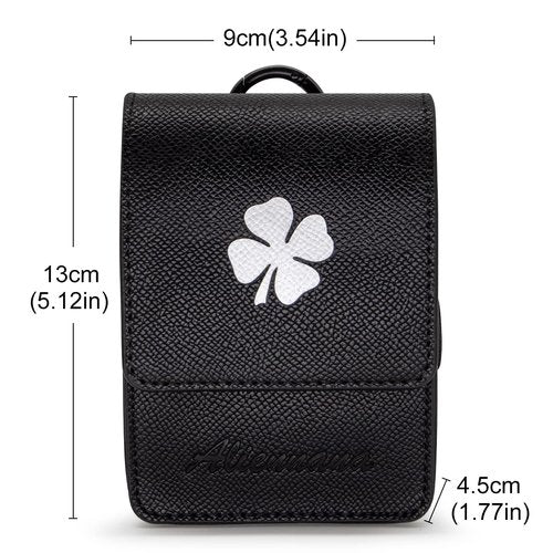 Aliennana Golf Rangefinder Case Premium Leather for Bushnell Callaway Universal Range Finder Carry Bag with Tee Holder Belt Clip for Most Brands Rangefinders (Black1)