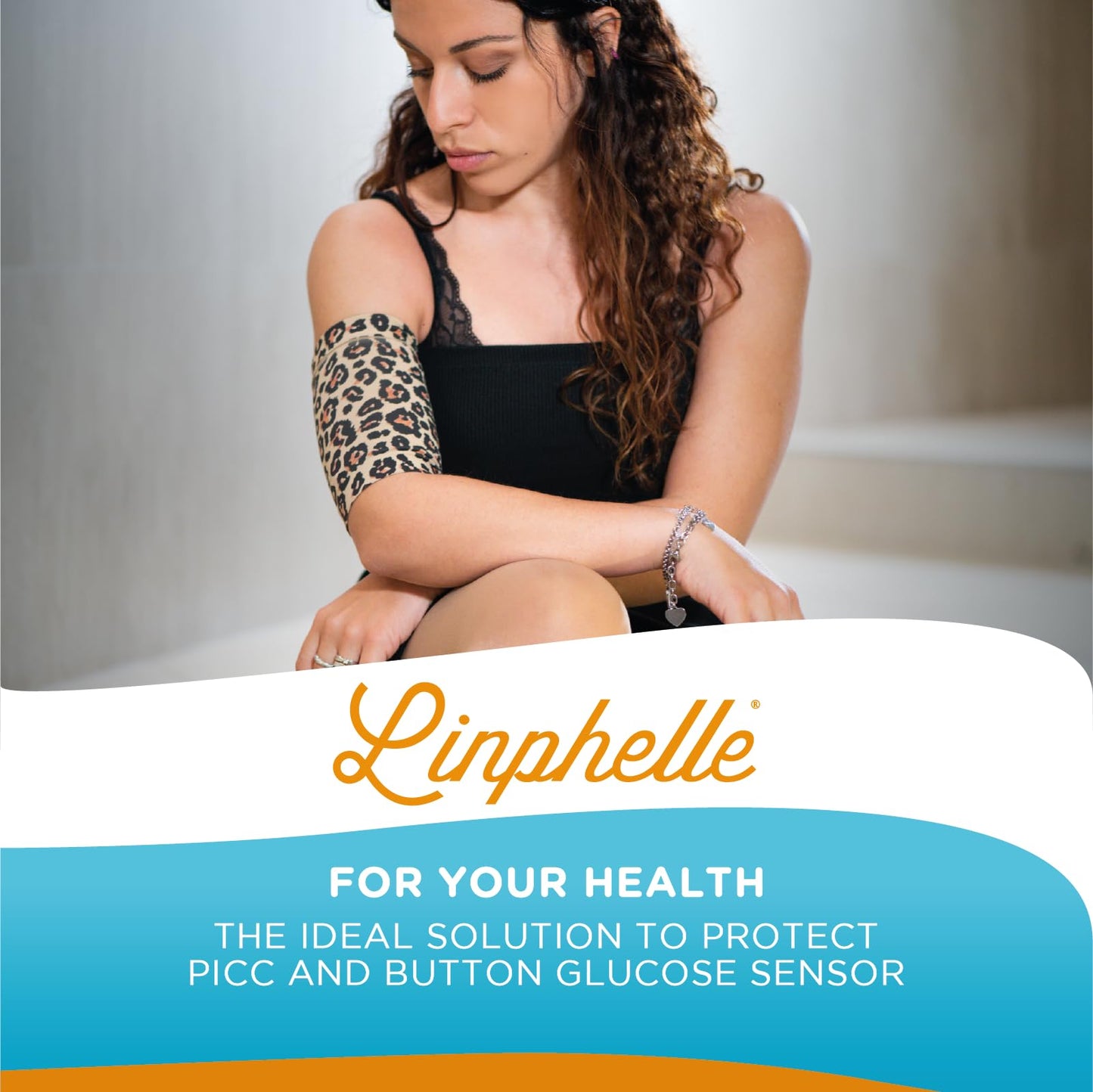 Linphelle Coverpicc PICC Line Cover – Fashionable Upper Arm Cover – Soft, Microfiber Arm Sleeve to Protect PICC Lines, Black, Size Large