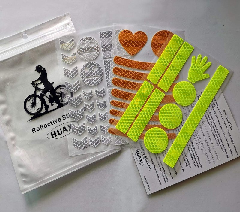 HUAXI 47 pcs Reflective Stickers for Helmet Bicycle, Bike reflectors, Reflective Stickers for Hard Surfaces Motorcycle, Helmets, Bicycles, Strollers, Wheelchairs (3 Pack, 6.7 x 4.1 Inches)