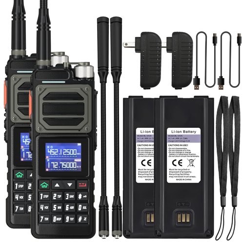 2 Pack BAOFENG UV-25 Walkie Talkie Tri-Band Wireless 10W Frequency Copy USB-C Charger Goose Tube Gain Antenna Powerful Long Range Ham Radios
