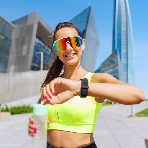 FEISEDY Sports Sunglasses for Men and Women, Large Rectangular Lens, Baseball Cycling Running Sunglasses B0243