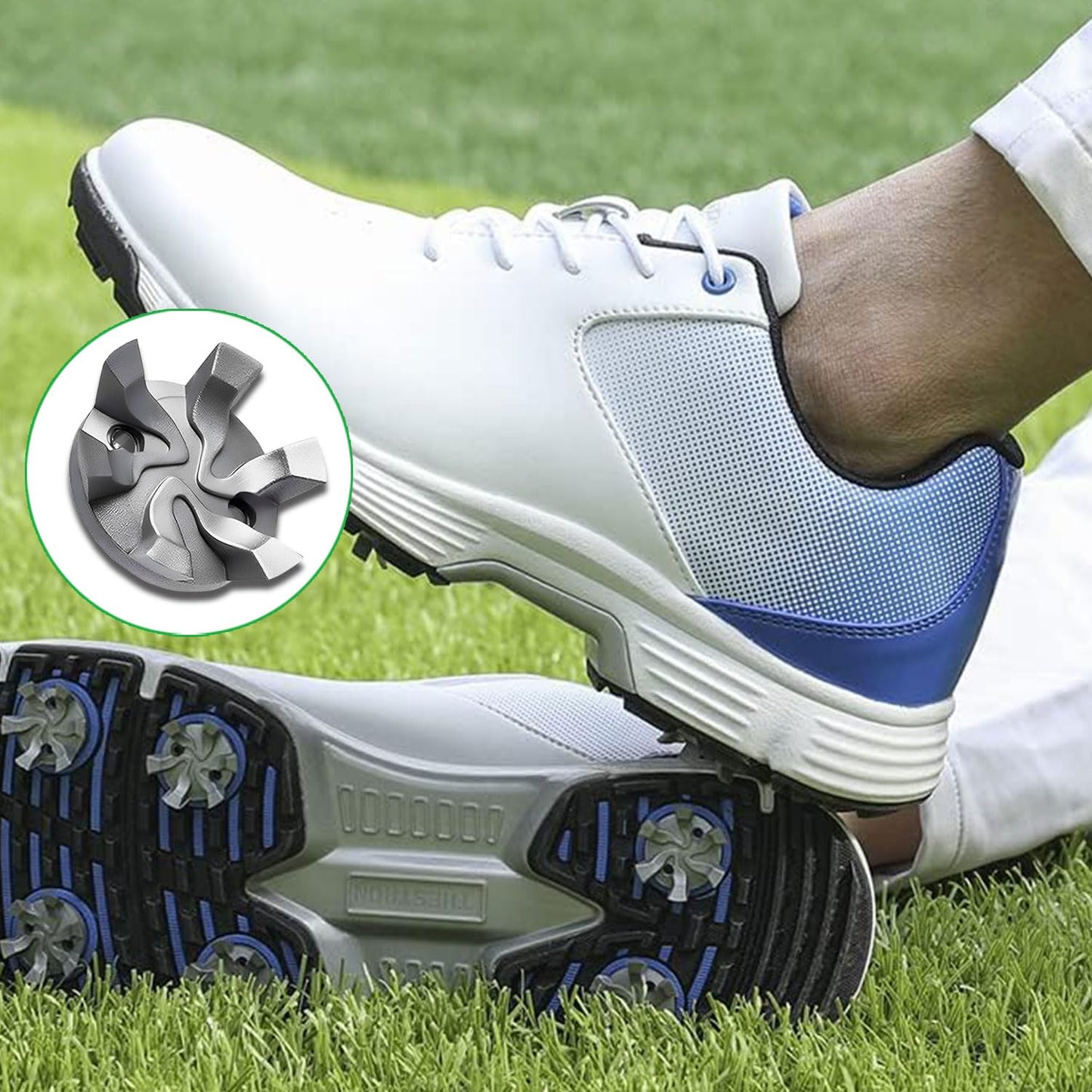 31 Pcs Golf Shoe Spikes Replacements Set Includes 30 Shoe Cleats Replacement & 1 Black Cleats Spanner Suitable for Use on Lawns or Golf Courses