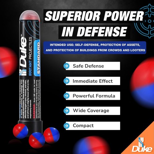 Duke Standard .68 Caliber Self Defense Balls - Pepper Spray Projectiles, 7 Count Tube | 1% PAVA + 1% CS