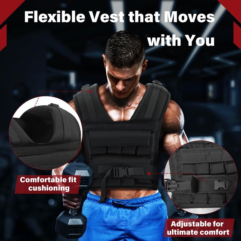 35LBS / 16PCS Iron Weights Adjustable Weighted Vest Men, Weight Vest for Men with Cell Phone Armbands,Weighted Workout Vest for Functional Training, Bodyweight Training, for Man and Women