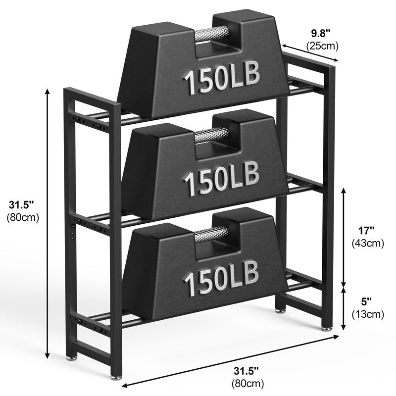 3 Tier Adjustable Dumbbell Rack – Heavy-Duty Weight Storage Stand for Dumbbells, 360 lb Total Capacity