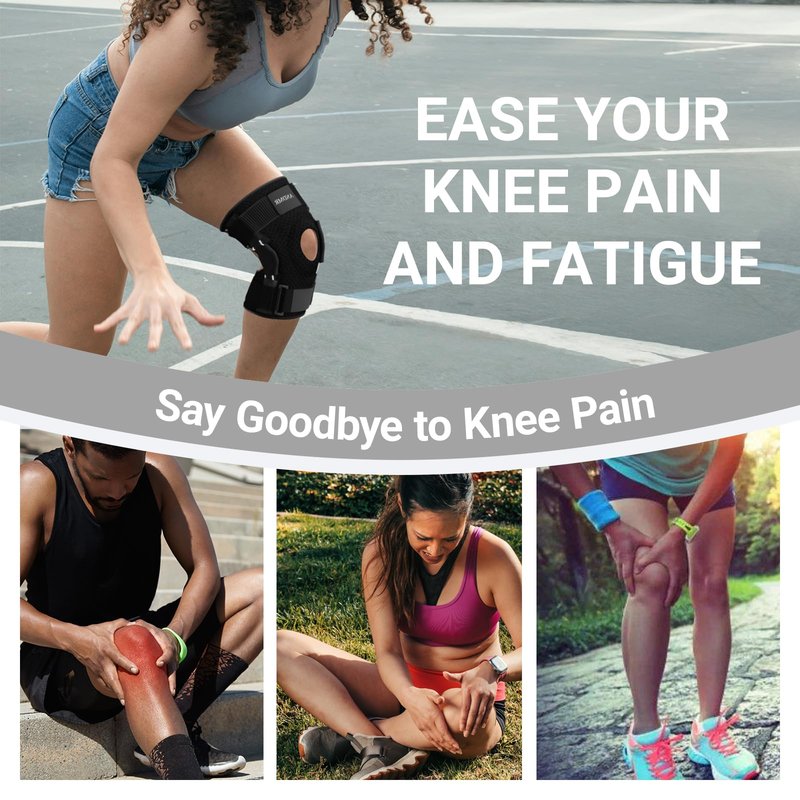 ANDMR Knee Brace with Removable Dual Side Hinged Stabilizers & Patella Gel Pads, Meniscus Tear Knee Pain ACL MCL Injury Recovery Adjustable Knee Support for Men and Women (Medium (11.8"-17.3"))