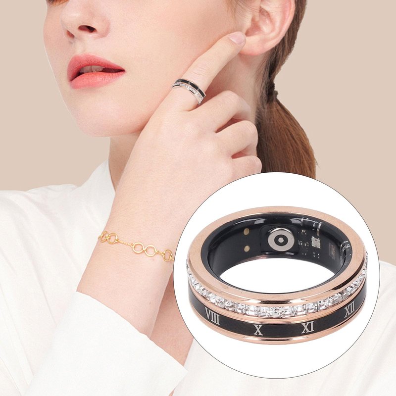 Yunir Smart Ring,Water Proof Fitness Ti Steel Roman Numerals Smart Ring Health Tracker,Smart Ring Health Tracker Men (10)