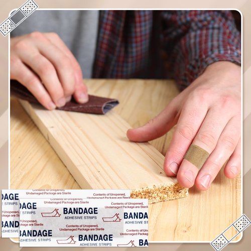Geiserailie 360 Pcs Extra Long Flexible Fabric Bandages 4.72 x 0.79 Inch Adhesive Strip Bandages Non Latex Finger Bandages for Oversized Hands and Feet Construction Workers Carpenters