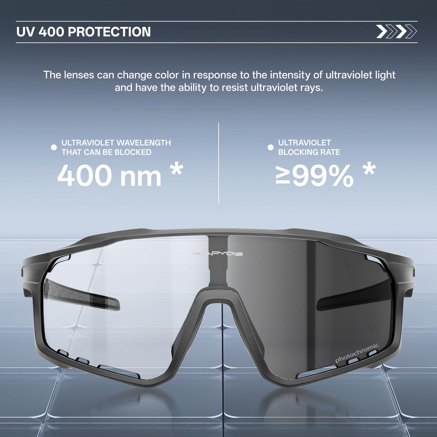 KAPVOE Photochromic Cycling Glasses for Men Women Sports Sunglasses Frame Discoloration HD Bike Glasses K76