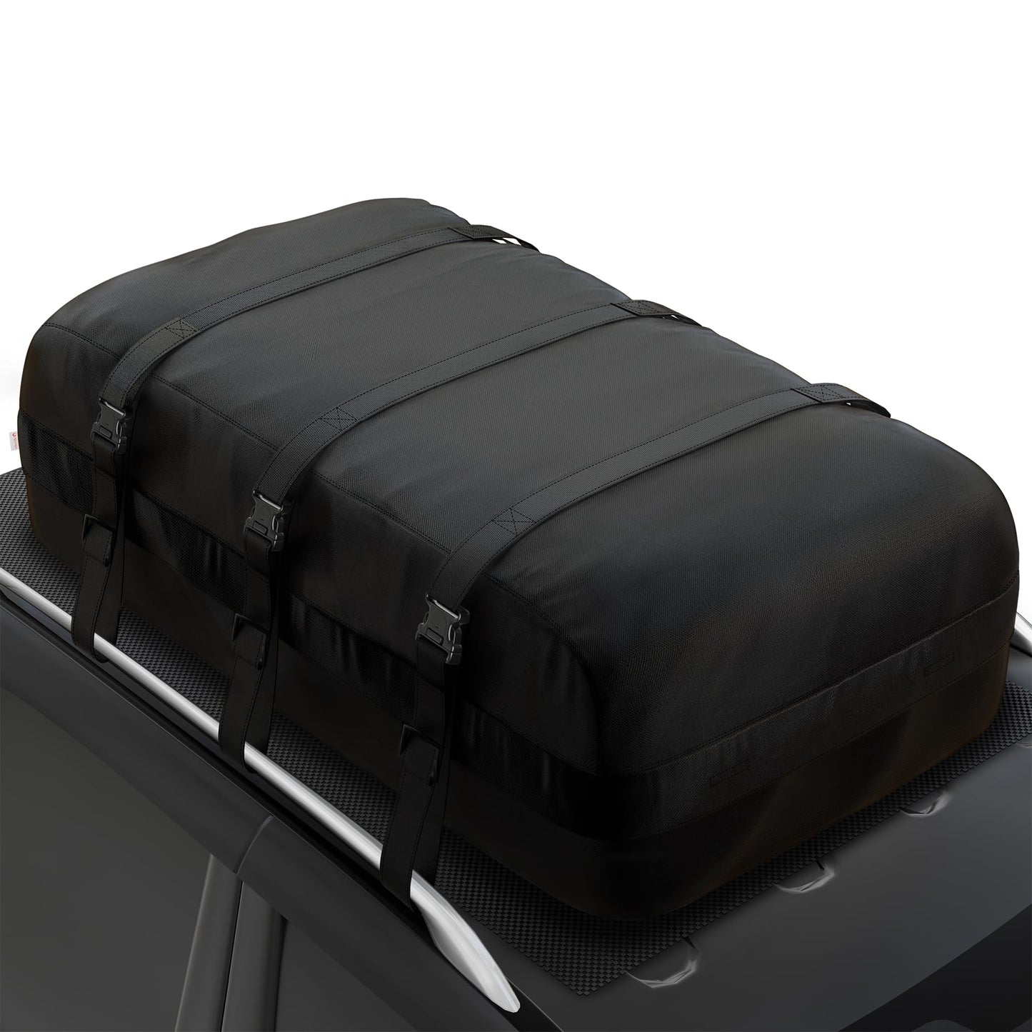 iBirdie Roof Rack Cargo Carrier 25.5 Cubic Feet, XL Soft-Shell Rooftop Cargo Box, Waterproof Heavy Duty 1200D for Car with/Without Roof Rack, Includes Anti-Slip Mat, Door Hooks, 60x37x20 inches