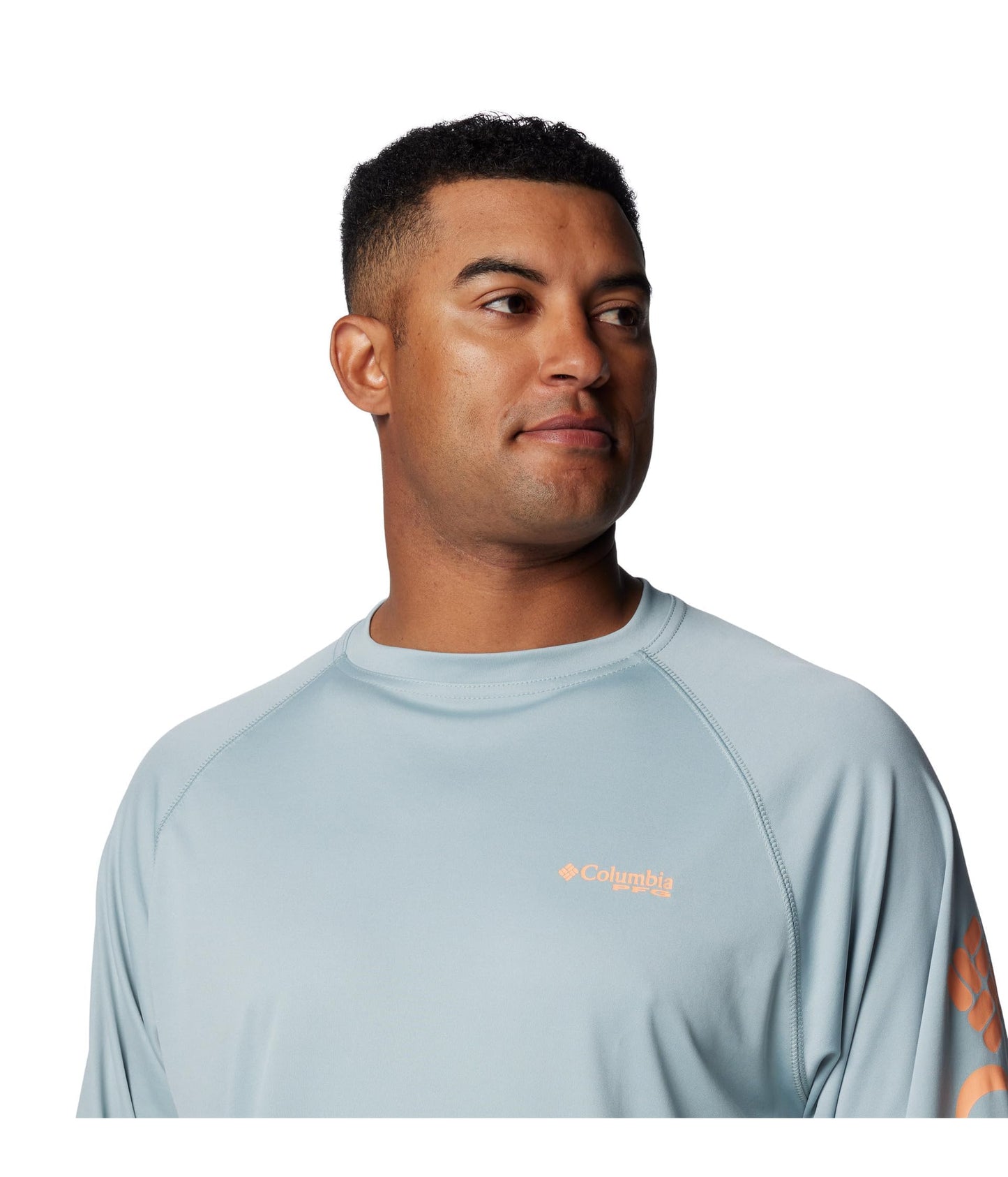 Columbia Men's PFG Terminal Tackle Long Sleeve Fishing Shirt, Crushed Blue/Bright Nectar Logo, 2X