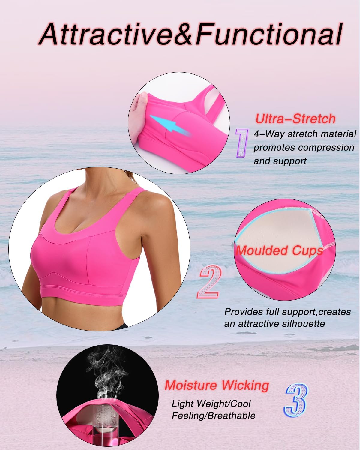 RUNNING GIRL High Impact Sports Bra - Racerback Design for Maximum Support | Longline Crop Top