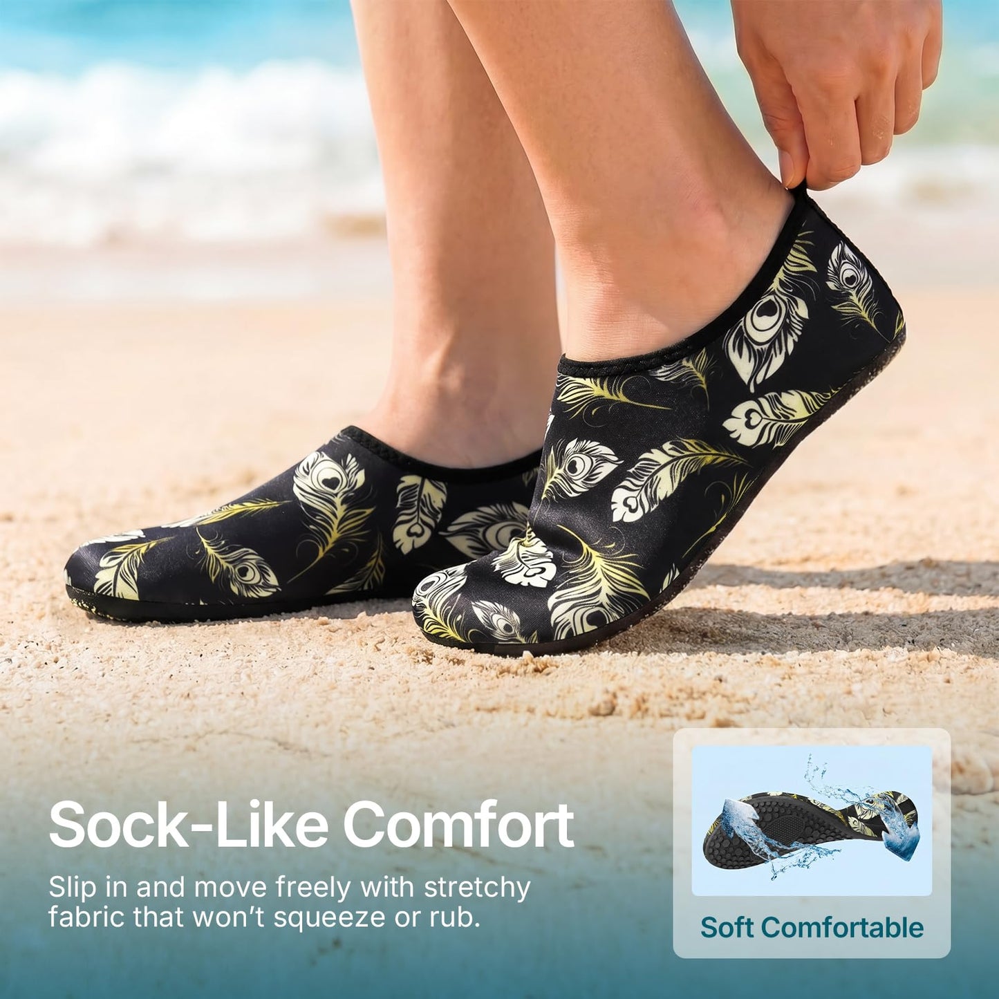 Water Shoes for Women Men Quick-Dry Aqua Socks Swim Beach Barefoot Yoga Exercise Wear Sport Accessories Pool Camping Must Haves Adult Youth Size 10-11Women/9-10Men