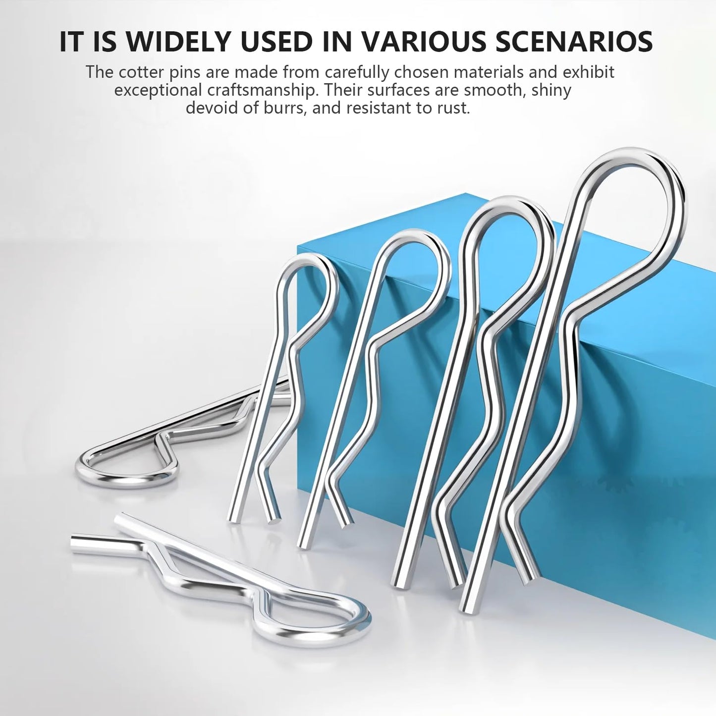 ALLECIN 8 Values 90Pcs Hitch Pin Clip R Clips Spring Retaining Pins 304 Stainless Steel Hairpin Cotter Pin Assortment Kit for Trailer Hitch Locking Machinery Repairs