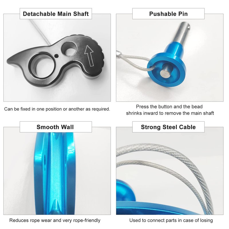 SEPEAK Detachable Climbing Ascender 15kN Rope Grab Ascender, Flip Line Adjuster, Fall Protection Belay Device for Rock Climbing,Tree Arborist/Fit for 11~13 MM Rope/Blue