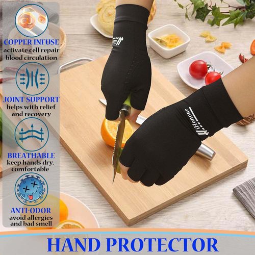 Big Mango 2 Pairs Pack Copper Arthritis Gloves, Compression Gloves for Women Men Relieve Pain from Rheumatoid Arthritis, Carpal Tunnel, Swelling, Everyday Hands Support (Open Finger + Full Finger, M)