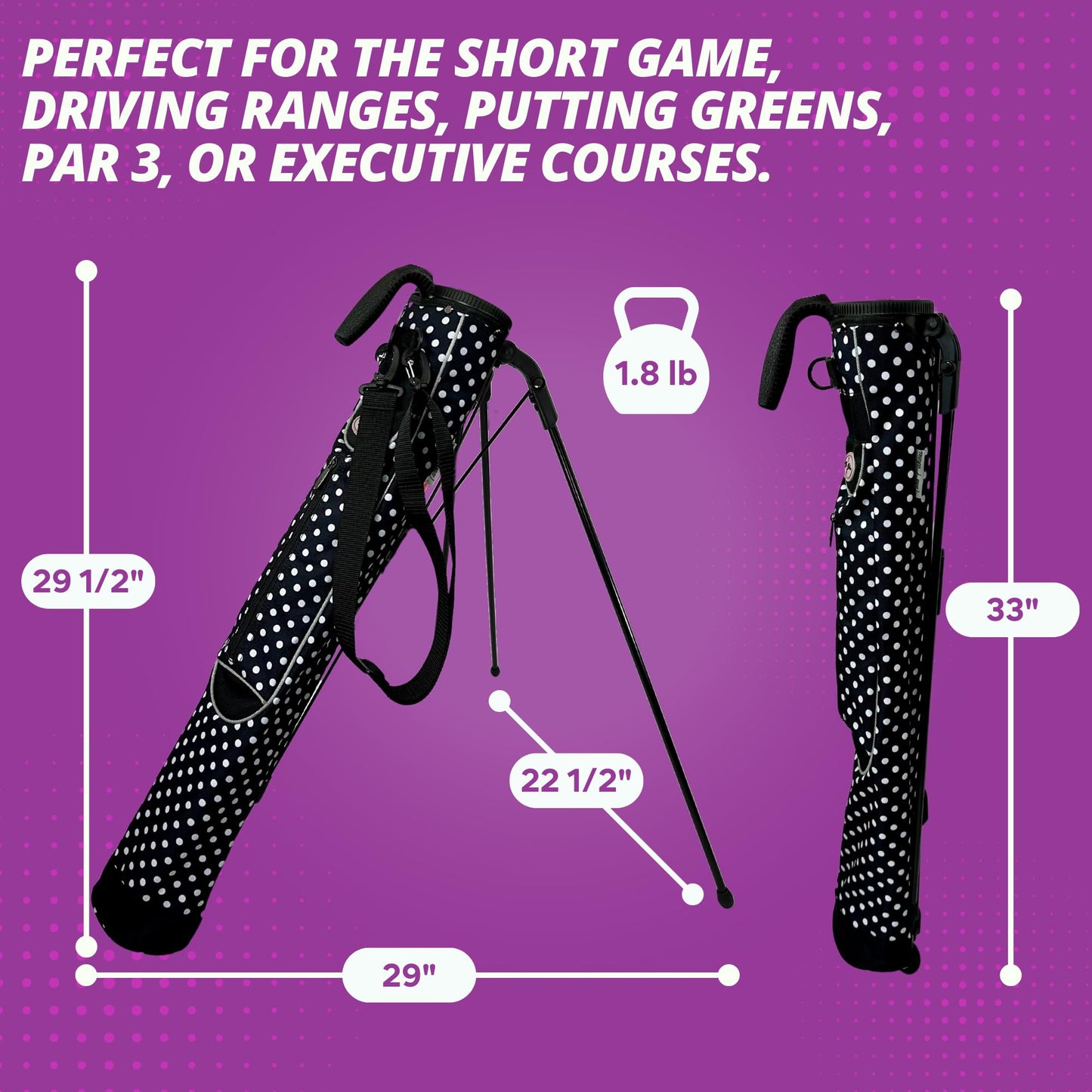 Taboo Fashion Sunday Golf Bags for Women - Lightweight Golf Range Bag with Self Flexing Stand and Shoulder Strap for Driving Range, Par 3 or Executive Course (City Lights)