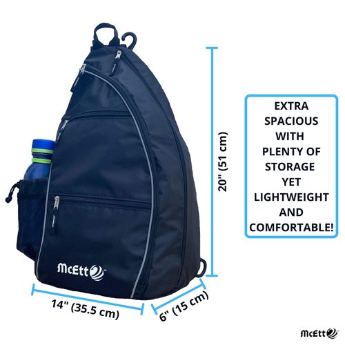 McEtt Pickleball Sling Bag & Mesh Ball Bag – Adjustable Crossbody Backpack for Women Men – Holds Pickleballs, Paddles, Water Bottle, Gear