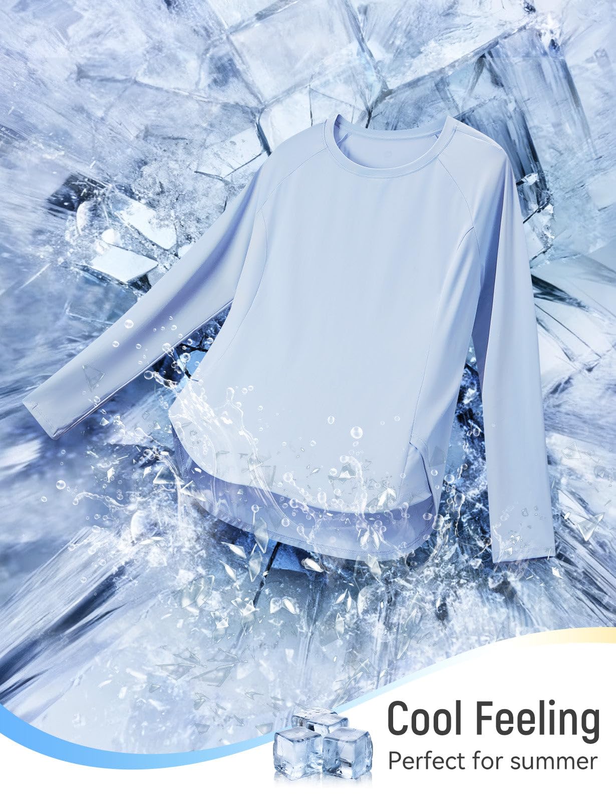 baleaf Long Sleeve Workout Tops for Women Sun Protection Cooling Shirts Running T-Shirts Moisture Wicking Athletic Hiking Blue M