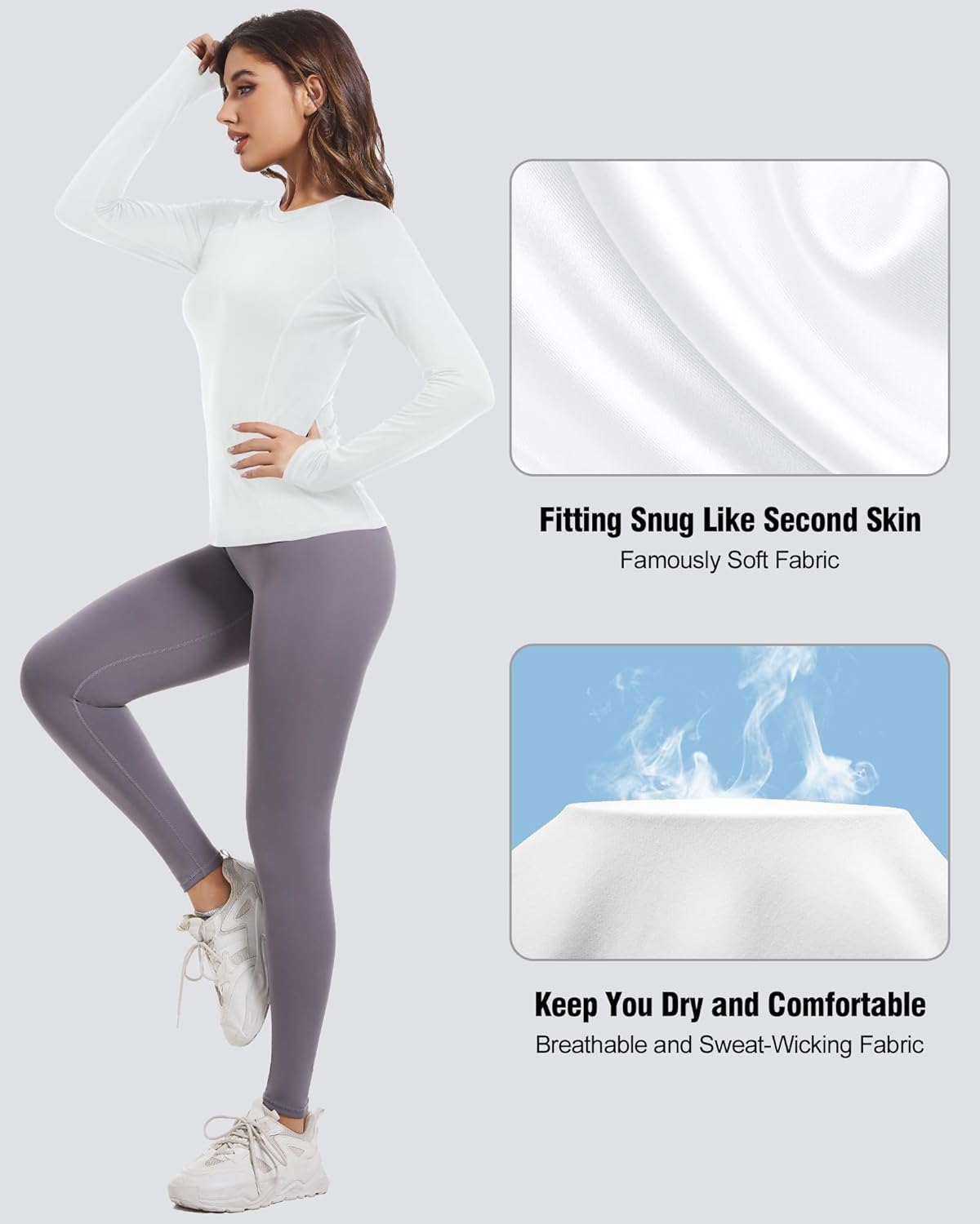 Skiennix Women's Long Sleeve Compression Shirts - Dry Fit Athletic Tops for Yoga & Running | 4-Pack