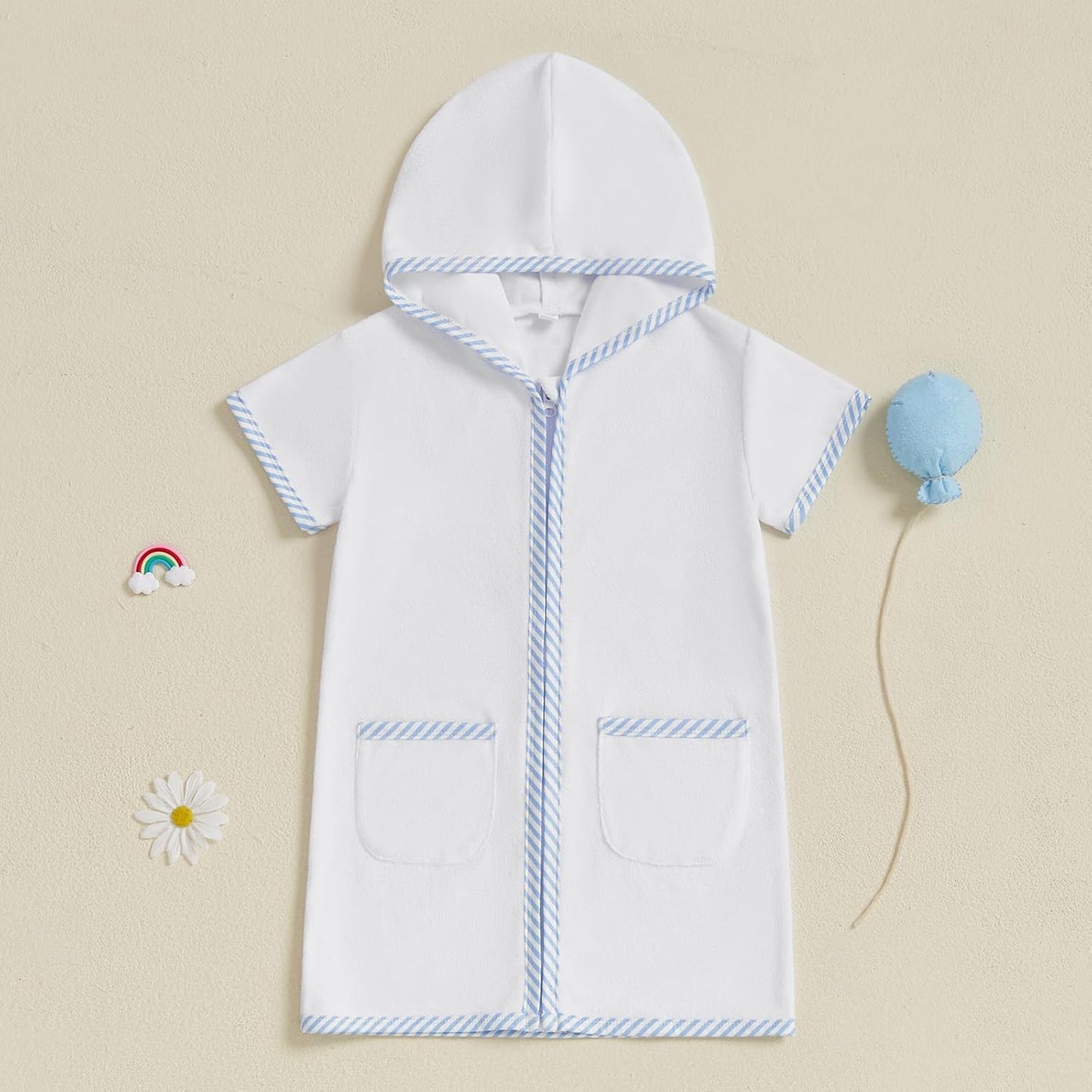 Nituyy Toddler Girls Boys Swim Cover Up Terry Cloth Swimsuit Coverup Wraps Zipper Bathing Suit Pool Beach Poncho Cover-Ups