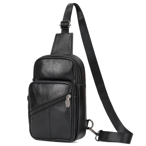 Furoching Daily Sling Bag for Men and Women, Small Leather Crossbody Chest Bag with Adjustable Straps, Lightweight Casual Backpack for Traveling Hiking