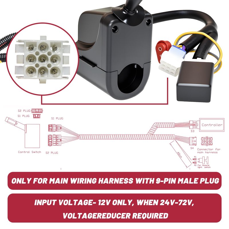 Orle Oko Golf Cart Turn Signal Switch with Golf Cart Light Control Box for Yamaha Club Car EZGO with 9-pin Plug Wiring Harness (12V)