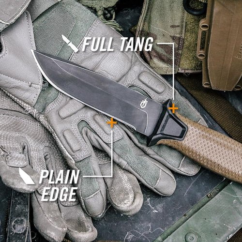Gerber Gear StrongArm Knife - Fixed Blade - Tactical Knife for Survival Gear - Full Tang, 420HC Steel Blade - Camping Survival Knife - Made in USA - Plain edge, Coyote Brown