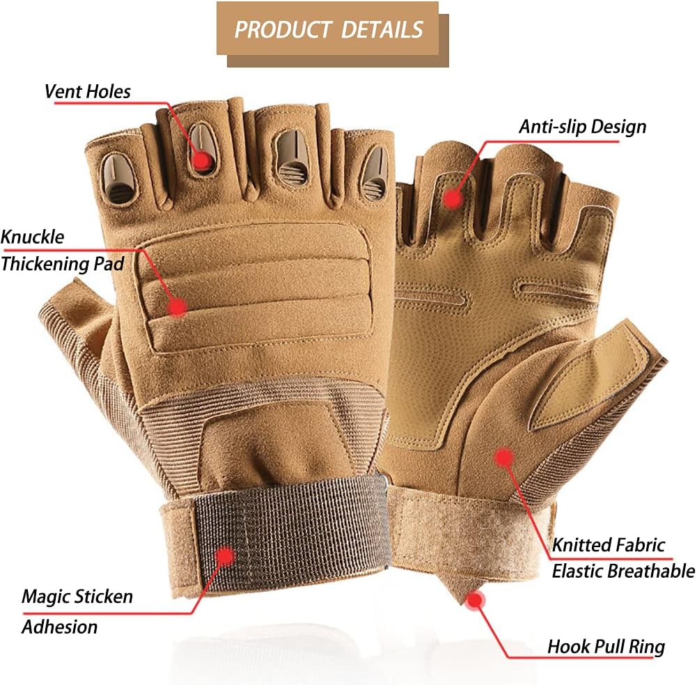 NuCamper Tactical Gloves - Half Finger Touchscreen Design for Men | Ideal for Hunting, Cycling & Work