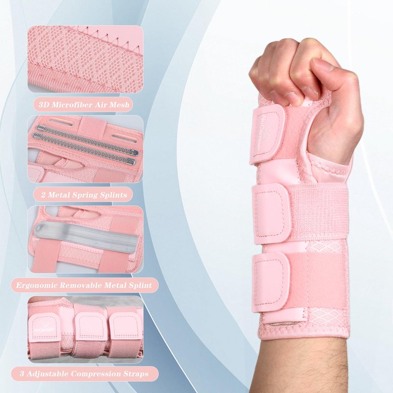 NuCamper Carpal Tunnel Wrist Brace Night Support for Men & Women, Adjustable Wrist Splint with 3 Straps and Metal Splint Stabilizer, Hand Brace for Pain Relief, Tendinitis, Arthritis - Right Hand,S/M