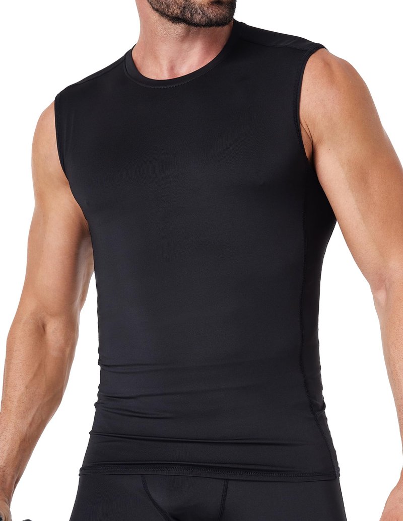 5 Pack Men's Athletic Compression Shirts Sleeveless Tank Top Base Layer Sports Workout Shirts for Basketball B L