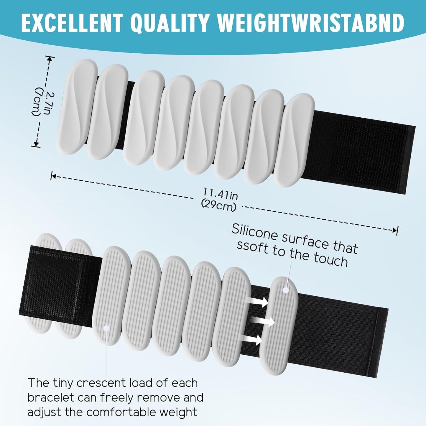 Skiennix 2lb Wrist Weights - Adjustable Silicone Arm & Ankle Weights for Walking, Yoga & Gym