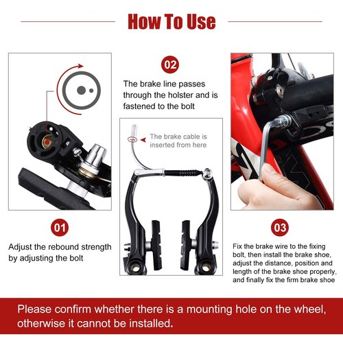Complete Bike Brake Set, Black Front and Rear Bike MTB Hybrid Brake Inner and Outer Cables and Lever Kit Includes Callipers Levers Cables Black