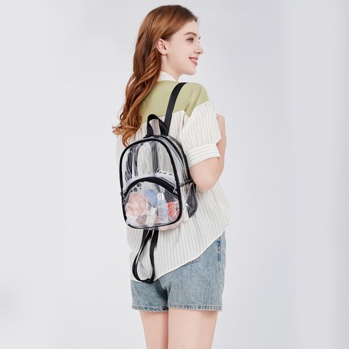 abshoo Clear Mini Backpack for Stadium Approved Transparent Backpacks for Girls Women Clear Bag for Concert Sport Events (Black)