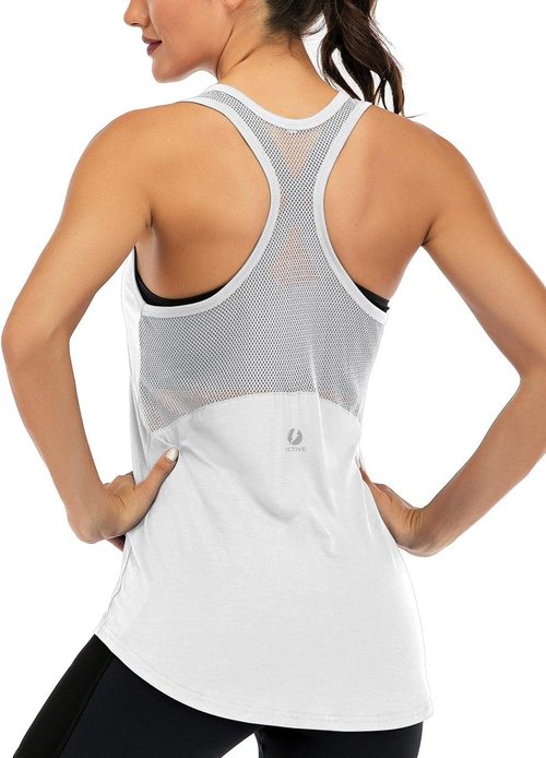 ICTIVE Women's Workout Tank Top - Sleeveless Mesh Racerback Yoga Shirt | Comfortable Fit