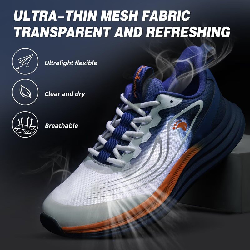 Men's Orthopedic Wide Road Running Shoes: Plantar Fasciitis Hammer Toes High Arch Supportive Neuropathy Heel Spur Walking Shoes, Lightweight Stylish Golf Trail Sneakers Dark Blue Size 10